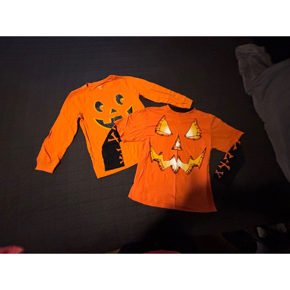 Carters‎ Halloween Pumpkin Orange T Shirt Long Sleeve Bundle Kid Size 6/7